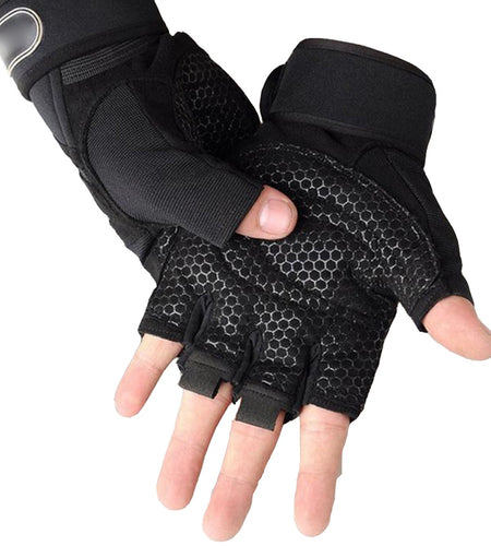 Men Gym Gloves Half Finger Cycling Gloves Pro Fitness Weight Lifting